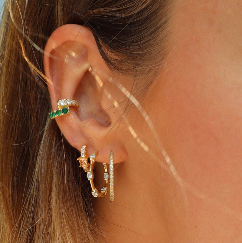 Emerald Ear Cuff on ear